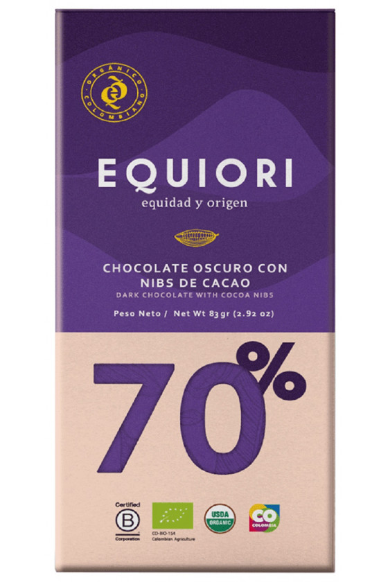 CHOCOLATE 70% + NIBS DE CACAO