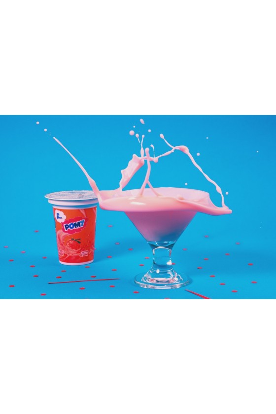 Milky Drink Pomy Strawberry - Glass 150ml